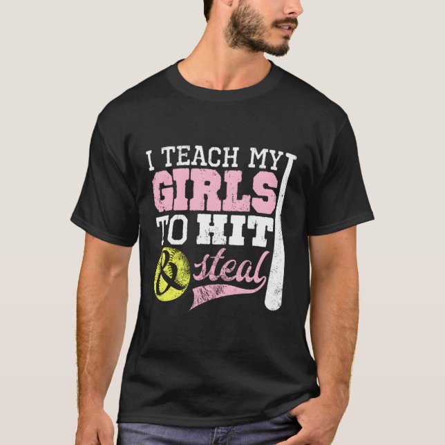 Camiseta Mamá De Softball Le Enseño A Golpear Y Robar (Anverso)
