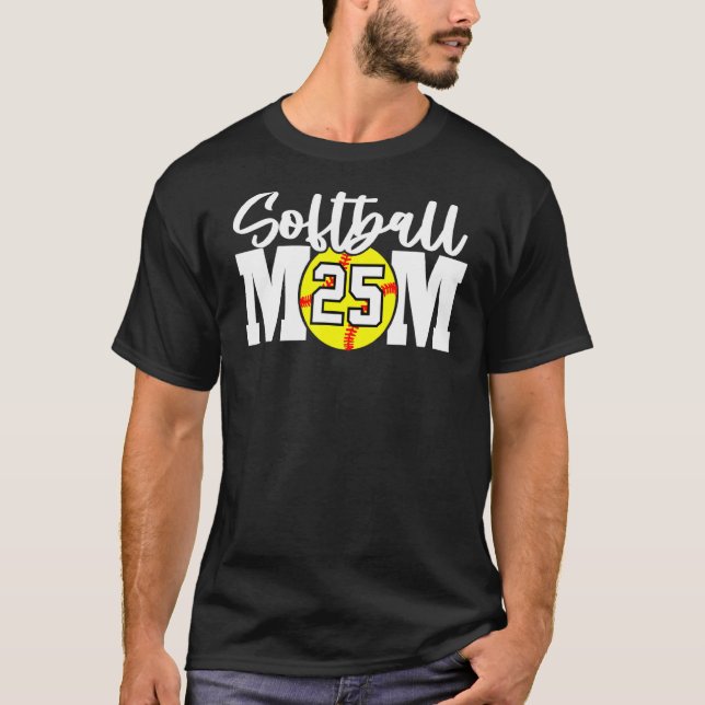 Camiseta Mamá de Softball número 25 (Anverso)