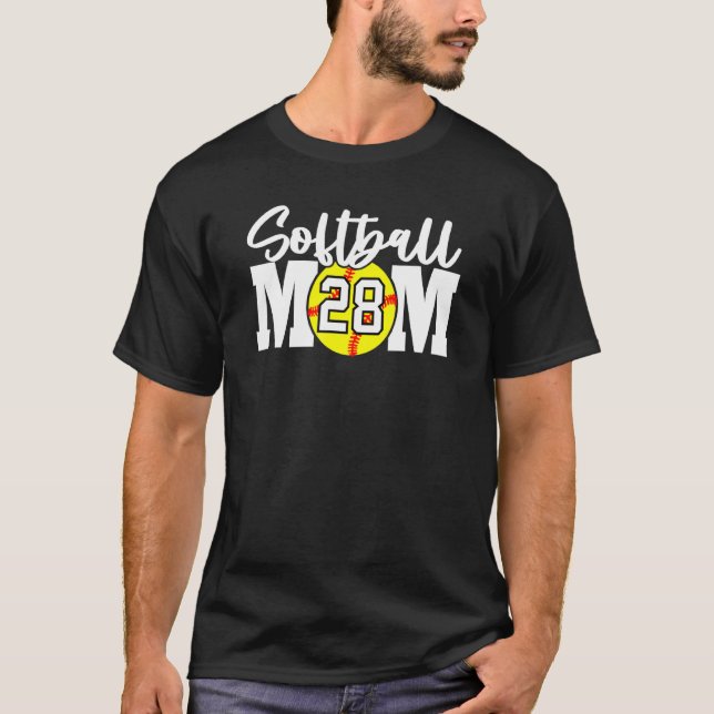 Camiseta Mamá de Softball número 28 (Anverso)