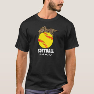 Camiseta Mamá de Sóftbol Femenino Leopardo para Mujeres Rec