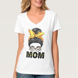 Camiseta Mamá de sóftbol Moño Desordenado Vida de Mamá de S