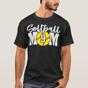 Camiseta Mamá de Softbol Número 9