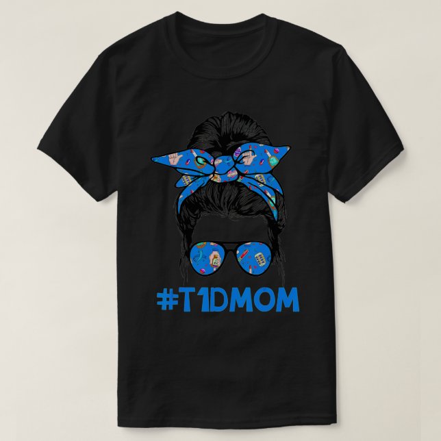 Camiseta Mamá de T1D desordenada y despierta conciencia sob (Diseño del anverso)