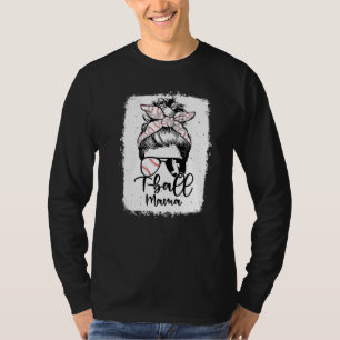 Camiseta Mamá de T Ball Leopardo Vintage Moño Desordenado B