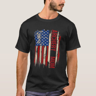 Camiseta Mamá de tiro con arco estadounidense con bandera e