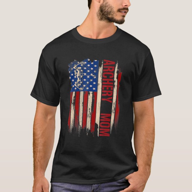 Camiseta Mamá de tiro con arco estadounidense con bandera e (Anverso)