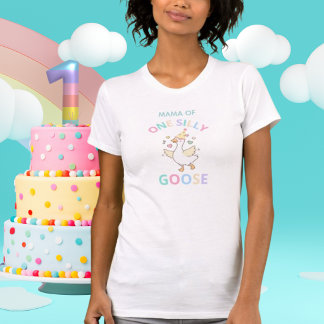 Camiseta Mamá de un ganso tonto cumpleaños número uno para 