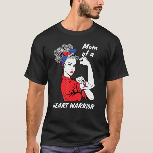 Camiseta Mamá De Un Guerrero Del Corazón Sensibilización De (Anverso)