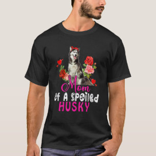 Camiseta Mamá De Un Husky Mimado Lazo De Perro Husky Lindo 