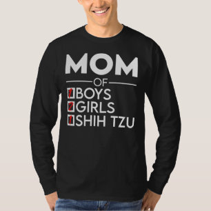 Camiseta Mamá De Un Niño Dos Chicas Y Un Tzu Shih