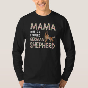 Camiseta Mamá De Un Pastor Alemán Fracturado De Madera Flor