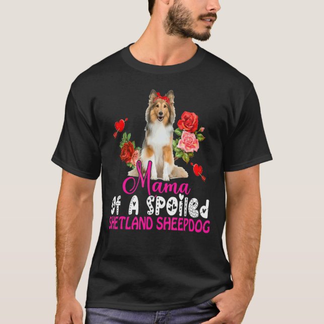 Camiseta Mamá De Un Pastor De Shetland Perrito Cute Perro B (Anverso)