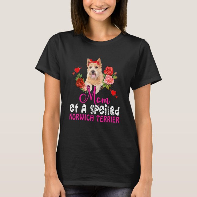 Camiseta Mamá De Un Tiro De Bow De Perro Cutáneo De Norwich (Anverso)