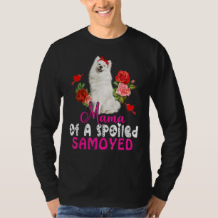 Camiseta Mamá De Un Tiro De Bow De Perro Samoyado Con Muñec