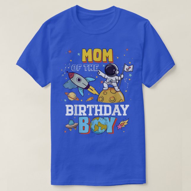 Camiseta Mamá Del Astronauta De Cumpleaños Tema Del Espacio (Diseño del anverso)