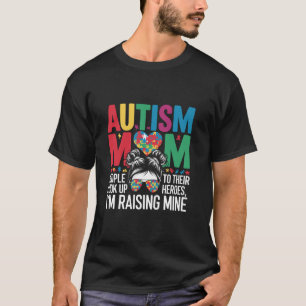 Camiseta Mamá del Autismo Criando Héroe Cacho Desordenado C