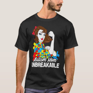 Camiseta Mamá del autismo irrompible Conciencia del autism