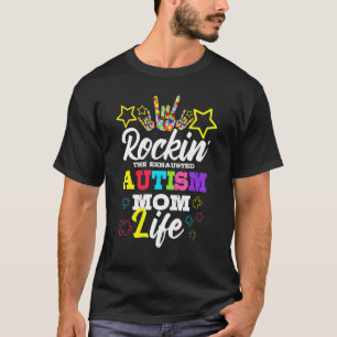 Camiseta Mamá del Autismo Rockeando La Vida Agotada de Mamá