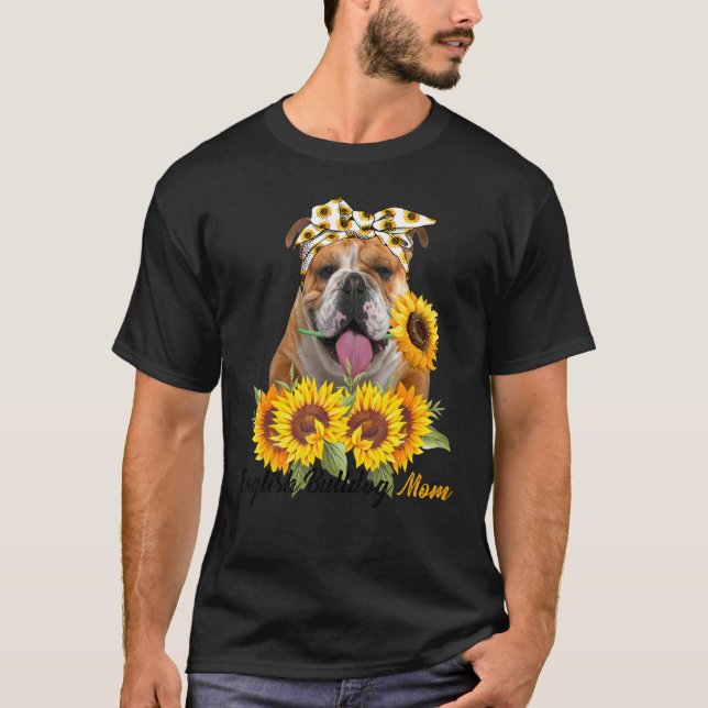 Camiseta Mamá del Bulldog inglés Sunflower Summer Dog Mom (Anverso)