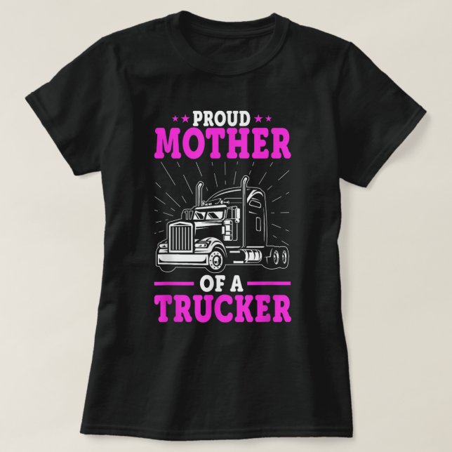 Camiseta Mamá del camionero - Madre de camionero grande (Diseño del anverso)