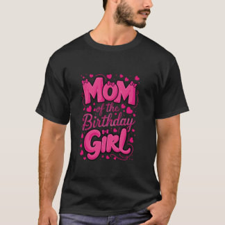 Camiseta Mamá Del Chica De Cumpleaños Coquette Rosa Bow Fie