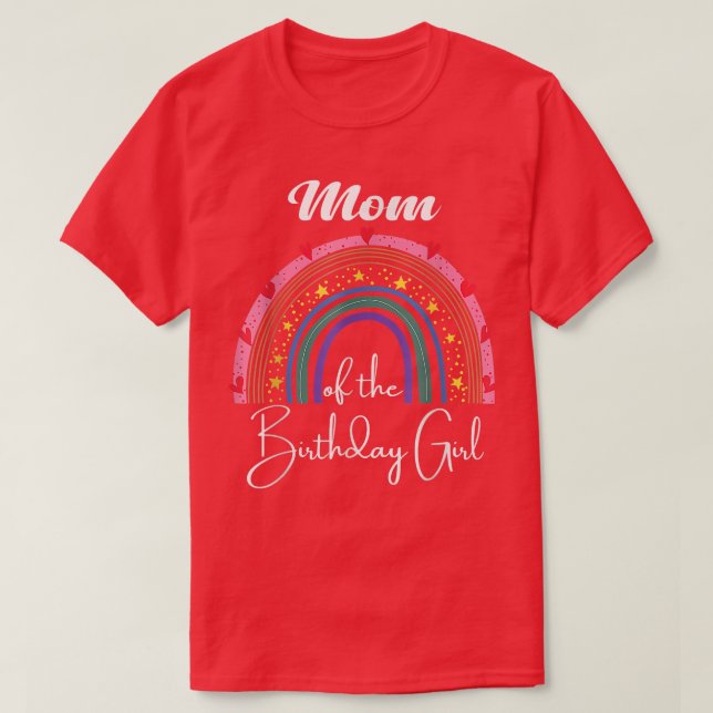 Camiseta Mamá del Chica de cumpleaños Rainbow Boho Par de c (Diseño del anverso)