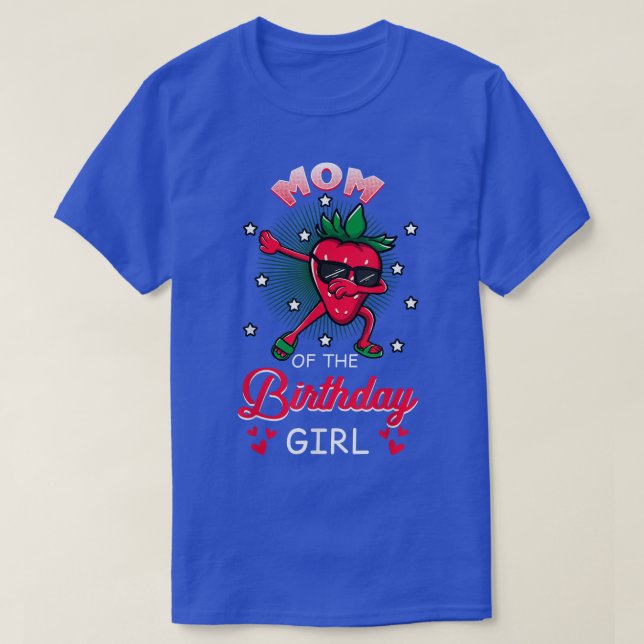 Camiseta Mamá Del Chica De Cumpleaños Strawberry Dabbing Bd (Diseño del anverso)