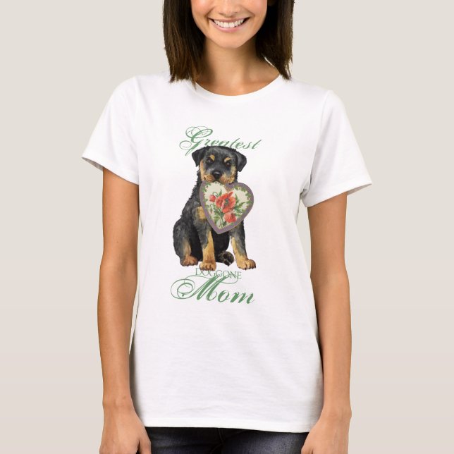 Camiseta Mamá del corazón de Rottweiler (Anverso)