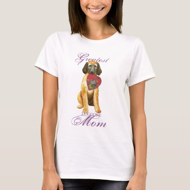Camiseta Mamá del corazón del hound afgano (Anverso)