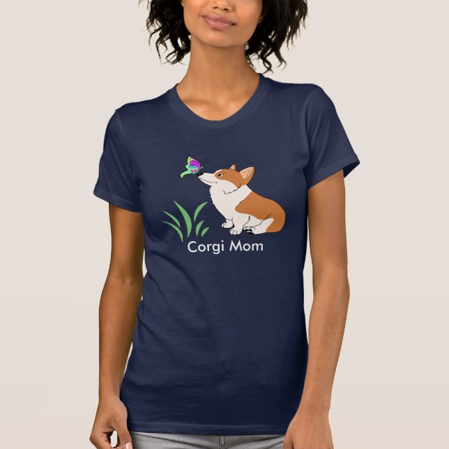 Camiseta Mamá del Corgi con la mariposa (Anverso)