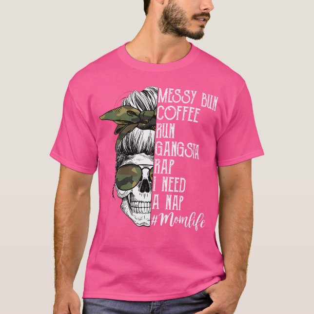 Camiseta Mamá del cráneo del camuflaje vida desordenado caf (Anverso)