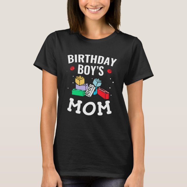 Camiseta Mamá del Cumpleañero Bloques de Construcción  3 (Anverso)