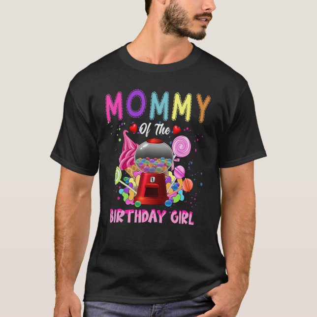 Camiseta Mamá Del Cumpleaños Chica Lollipop Candy Cumpleaño (Anverso)