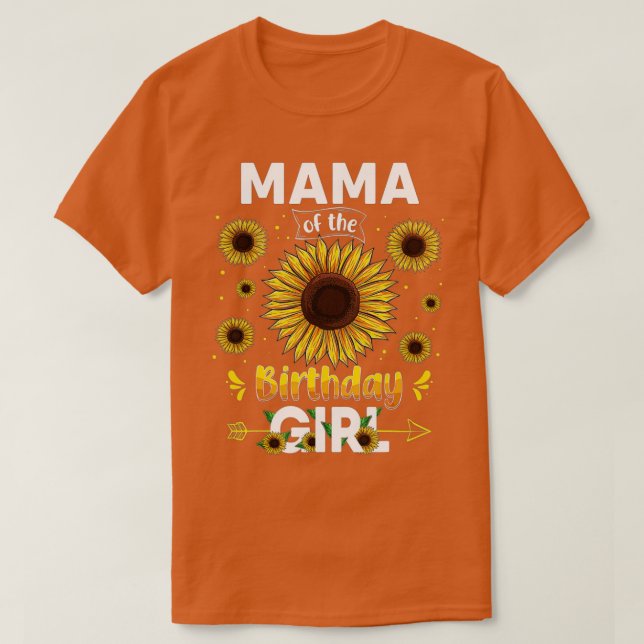 Camiseta Mamá Del Cumpleaños Chica Sunflower Fiesta Family  (Diseño del anverso)