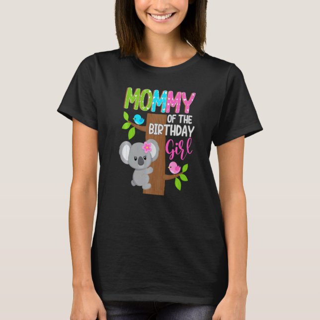 Camiseta Mamá Del Cumpleaños Familia De Chicas De Koala B (Anverso)