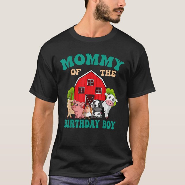 Camiseta Mamá Del Cumpleaños Niño Granja Familia Animal (Anverso)