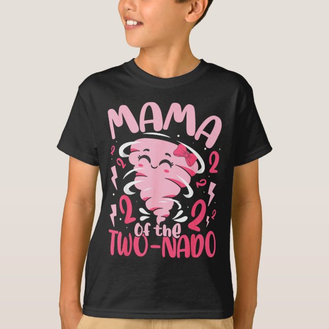 Camiseta Mamá del cumpleaños número 2 con tema de tornado t (Anverso)