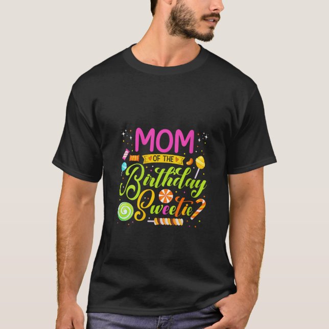Camiseta Mamá Del Cumpleaños Sweetie Candy Birthday Party M (Anverso)