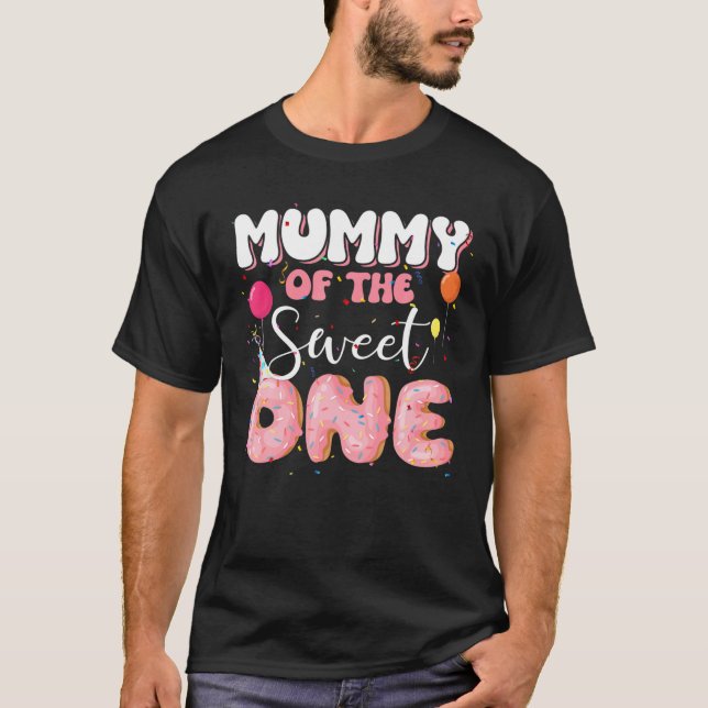 Camiseta Mamá Del Cumpleaños Un Oro Primera Familia B-Da (Anverso)