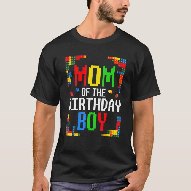 Camiseta Mamá Del Edificio Del Niño De Cumpleaños Bloquea L (Anverso)