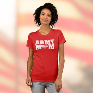 Camiseta MAMÁ DEL EJÉRCITO con Corazón y Bandera