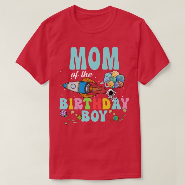 Camiseta Mamá Del Fiesta Espacial Astronauta De Cumpleaños  (Diseño del anverso)