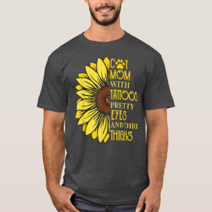 Camiseta Mamá del gato con ojos de Bonito de tatuajes y pes