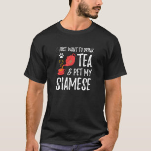 Camiseta Mamá del gato siamés que bebe té
