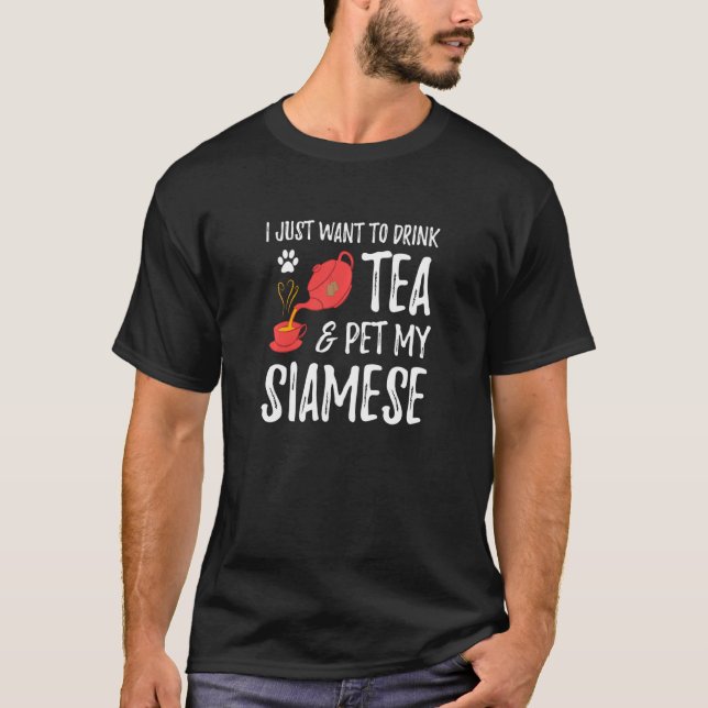 Camiseta Mamá del gato siamés que bebe té (Anverso)