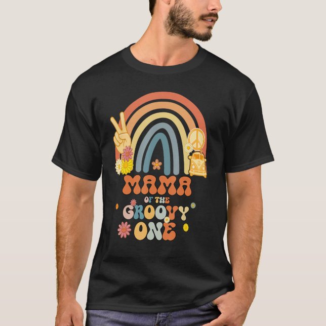 Camiseta Mamá Del Groovy Una Fiesta De Cumpleaños Del Boho  (Anverso)