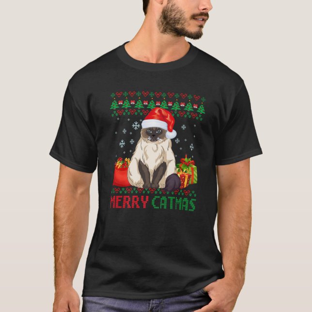 Camiseta Mamá del Himalaya, papá, un gato feo Navidad (Anverso)