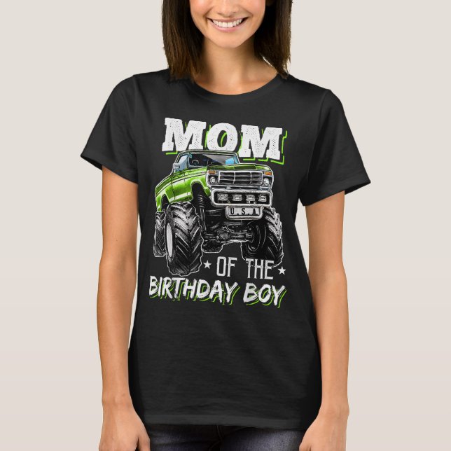 Camiseta Mamá del Monstruo del Cumpleaños Camión Cumpleaños (Anverso)