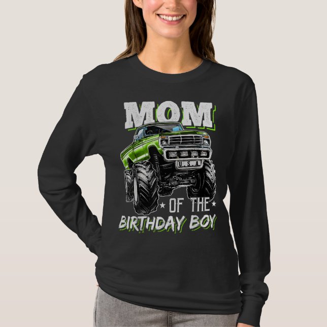 Camiseta Mamá del Monstruo del Cumpleaños Camión Cumpleaños (Anverso)