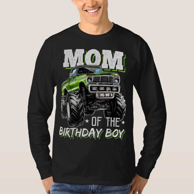 Camiseta Mamá del Monstruo del Cumpleaños Camión Cumpleaños (Anverso)
